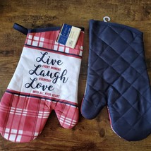 Kitchen Oven Mitts, Red White Blue, Live Laugh Love, Gingham, July 4th decor image 4