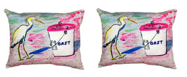 Pair of Betsy Drake Hungry Egret No Cord Pillows 16 Inch X 20 Inch - £62.14 GBP