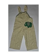 VTG Cee Jee Playwear Quilted Overalls Tan Green Elephant Baby 12 Months - $24.70