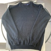 VTG Tommy Hilfiger Crew Neck Sweater 100% Cotton Mens Large Dark Grey Hong Kong - £14.46 GBP