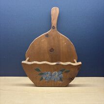 Vintage Wood China Wall Shelf Plate Rack Display Farmhouse Flower Painted. - $29.70