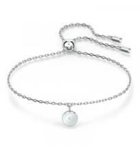 SWAROVSKI Women&#39;s Silver-Tone Crystal Disc Adjustable Slider Bracelet 55... - £25.01 GBP