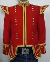 Piper or Drummer Doublet Red Blazer Wool Gold Braid And Trim Fancy Collar - £103.91 GBP