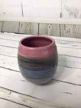Hand Thrown Studio Art Pottery Multi Toned Dusk Blue/gray/mauve Planter - £16.48 GBP
