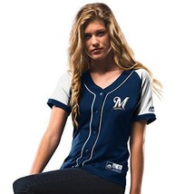 Majestic Milwaukee Brewers Mujer Moda Jersey, Azul Marino - Grande - £31.64 GBP