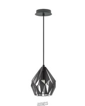 Eglo Carlton 3 1-Light Matte Black and Silver Pendant Dimmable Adjustable Height - £60.21 GBP