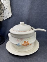 Large 4 Pc. Vintage Treasure Craft Poppy Soup Tureen Serving Bowl W/ Ladle - $18.81