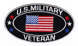 United States Military Veteran American Flag Sew On Iron Patch Embroidered Army - £4.86 GBP
