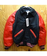 DELONG VARSITY / LETTERMAN&#39;S JACKET RED / BLACK &amp; WHITE MADE IN USA SMALL - £55.74 GBP