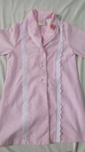 Vintage girl&#39;s Little BItty pink dress coat lace trim 5 flowers pearl buttons - £6.32 GBP