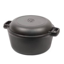 Cast Iron 5-Quart Pre-Seasoned Dutch Oven with 2-in-1 Skillet Lid 10.25-... - $134.99