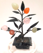 Vintage Floral Jade / Rose Quartz / Agate Bonsai Tree Marble Pot Gemst F... - £25.58 GBP