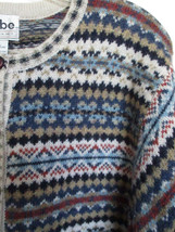 Vintage Kobe Sweater Cardigan Womens 1X Shetland Wool Nordic Fair Isle Cottage - £29.37 GBP