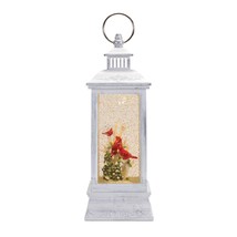 Snow Globe w/Cardinal On Branch 4&quot;L x 12.75&quot;H Plastic 6 Hr Timer 3 AA Batteri... - £38.55 GBP