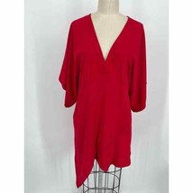 IRO Ekima High Low Mini Dress Sz 36 Poppy Red Layered Short Sleeve Relaxed - £78.10 GBP