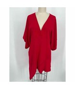 IRO Ekima High Low Mini Dress Sz 36 Poppy Red Layered Short Sleeve Relaxed - £77.19 GBP