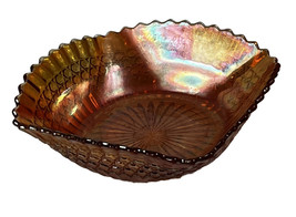 Vintage Iridescent Carnival Glass Marigold Scalloped Serving Bowl 8” Thanksgiv.. - £19.43 GBP