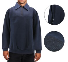 Men&#39;s Half Zip-Up Collared Sweatshirt Warm Lightweight Pullover Sweater - £16.74 GBP