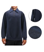 Men&#39;s Half Zip-Up Collared Sweatshirt Warm Lightweight Pullover Sweater - $405.64 MXN