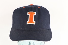 Vintage 90s Pro Line University of Illinois Distressed Fitted Hat Navy 7... - £28.26 GBP