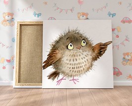 Little Watercolor Owl Canvas Print Nursery Decor Forest Animals Prints Baby Kids - £47.30 GBP