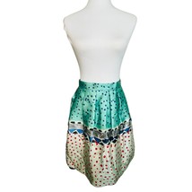 To La Roo Satin Green Cream Pleated Polka Dot Skirt Size 18 Plus - £20.21 GBP