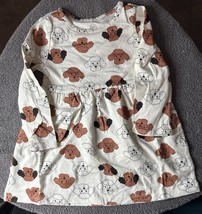 Wonder Nation Toddler Girls Beige All Over Dog Print Long Sleeve Dress S... - $12.86