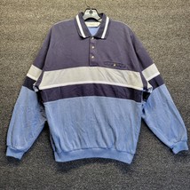 VTG Classics by Palmland Blue Colorblock Banded Waist Polo Shirt Large Retro - £25.41 GBP