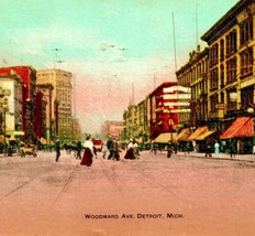 Woodward Pavé Street Vista Detroit Michigan Mi 1910s DB Cartolina - £11.35 GBP