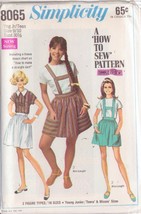 Simplicity Vintage Pattern 8065 Sz 9/10 Yng JR/TEEN Blouse, Skirt 2 Lths Uncut - £3.06 GBP