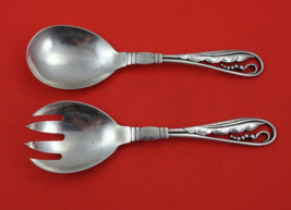 Ornamental #42 by Georg Jensen Sterling Silver Salad Serving Set GJ mark 7 1/2&quot; - £318.93 GBP