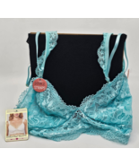 SPREE Intimates Lace Sheer Bralette Bra Double Strap Breathable Teal Tur... - $219.33 MXN