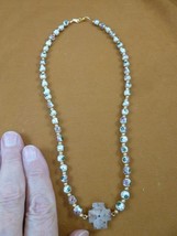 CR509-5 Fairy Stone CHRISTIAN Cross Lucky Crystal 17&quot; white cloisonne ne... - $50.99
