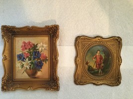 Two vintage lithography prints with vintage frames small mini wall hangers  - €42,64 EUR