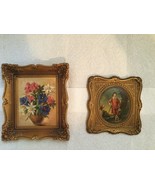 Two vintage lithography prints with vintage frames small mini wall hangers  - £39.82 GBP