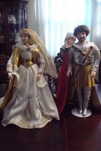 Danbury Mint Queen Guinevere and King Arthur dolls, 19" tall with stand ORIGINAL - $421.73