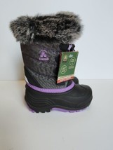 Kamik Prairie Snow Boots Toddler Girls 8 Black Purple Faux Fur Waterproo... - $49.37