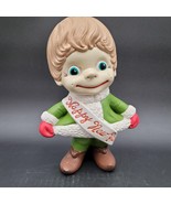 Vintage Atlantic Mold Ceramic Smiling Child Happy New Year Christmas Hol... - $20.35 CAD