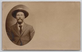 RPPC Portrait of Gentleman Big Mustache and Large Hat Postcard G30 - $12.95