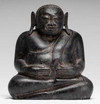 Antico Khmer Stile Bronzo Felice Grasso Sorridente Budda Budai Statua - - £326.00 GBP