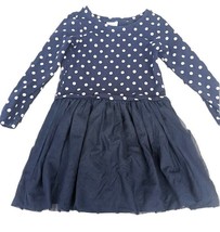 Hanna Andersson Girls Blue White Polka Dot Tulle Dress Size 8 - £14.41 GBP