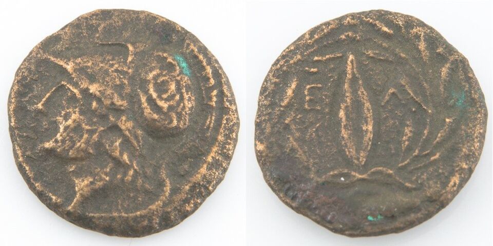 Primary image for 4th-3rd Century BC Greek AE19 Coin VF+ Aeolis Elaea Athena Grain Seed Sear-4201