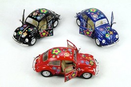 New 3Pc Set: 7&quot; 1967 Vw Volkswagen Beetle Decal Diecast Model Toy Car 1:24 Gift  - $67.96