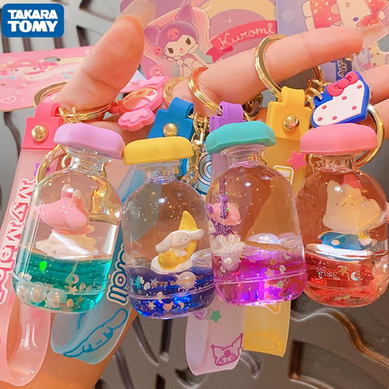 Sanrios Hello Kittys Floating Liquid Doll Cartoon Keychains Anime Kuromi - £12.46 GBP