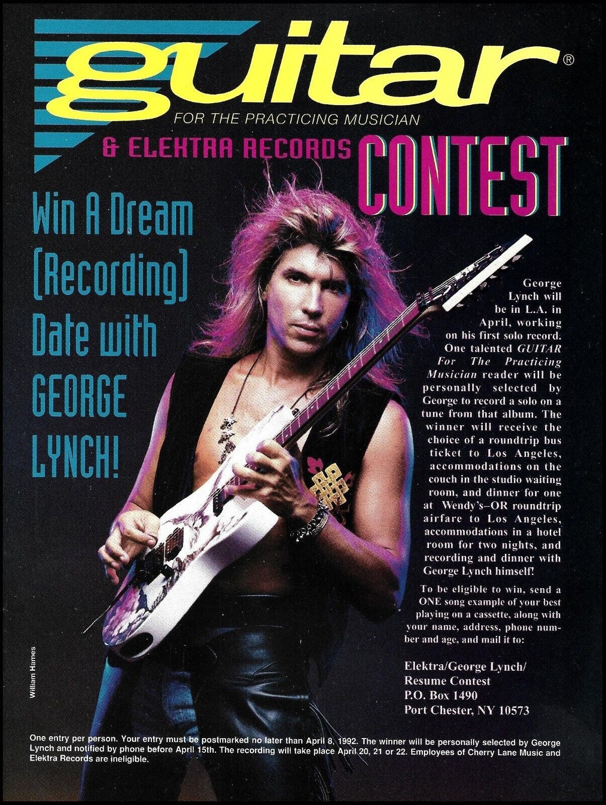 George Lynch 1992 Win Recording Session Contest advertisement 8 x 11 ad print - $4.23