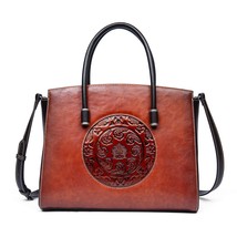 Leather Women Retro Tote Bag 2022 New First Layer Cowhide Leisure Handbag Large  - £119.54 GBP