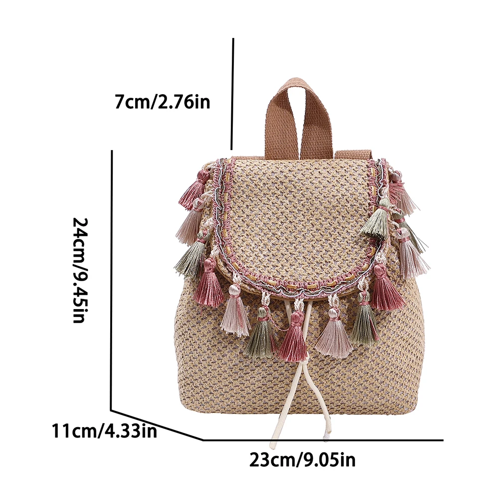 Summer Beach Straw Backpack Bag for Women Backpack Rattan Boho Woven Bag Knapsac - $66.05