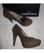 Made in Italia Contrasting Pumps TAUPE Suede &amp; Patent cap Toe Size 36 us... - $78.84 CAD
