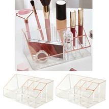 2 Rose Gold Clear Acrylic Cosmetic Organizer Lipstick Brush Holder Makeup Stand - £16.03 GBP