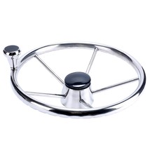5-Spoke 13-1/2 Inch Destroyer Style Stainless Boat Steering Wheel With B... - £87.80 GBP